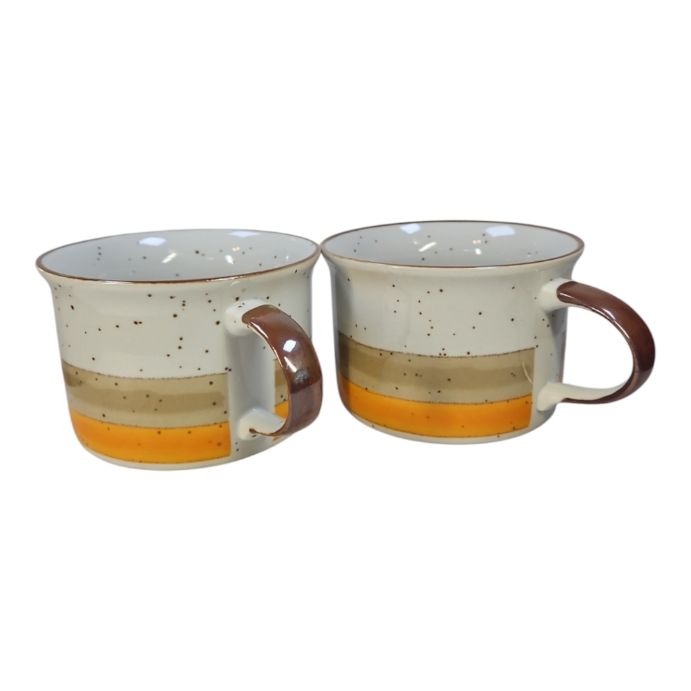 Vintage Lunch Mates Sunset Cultura Collection Speckled Coffee Mug Set Of 2